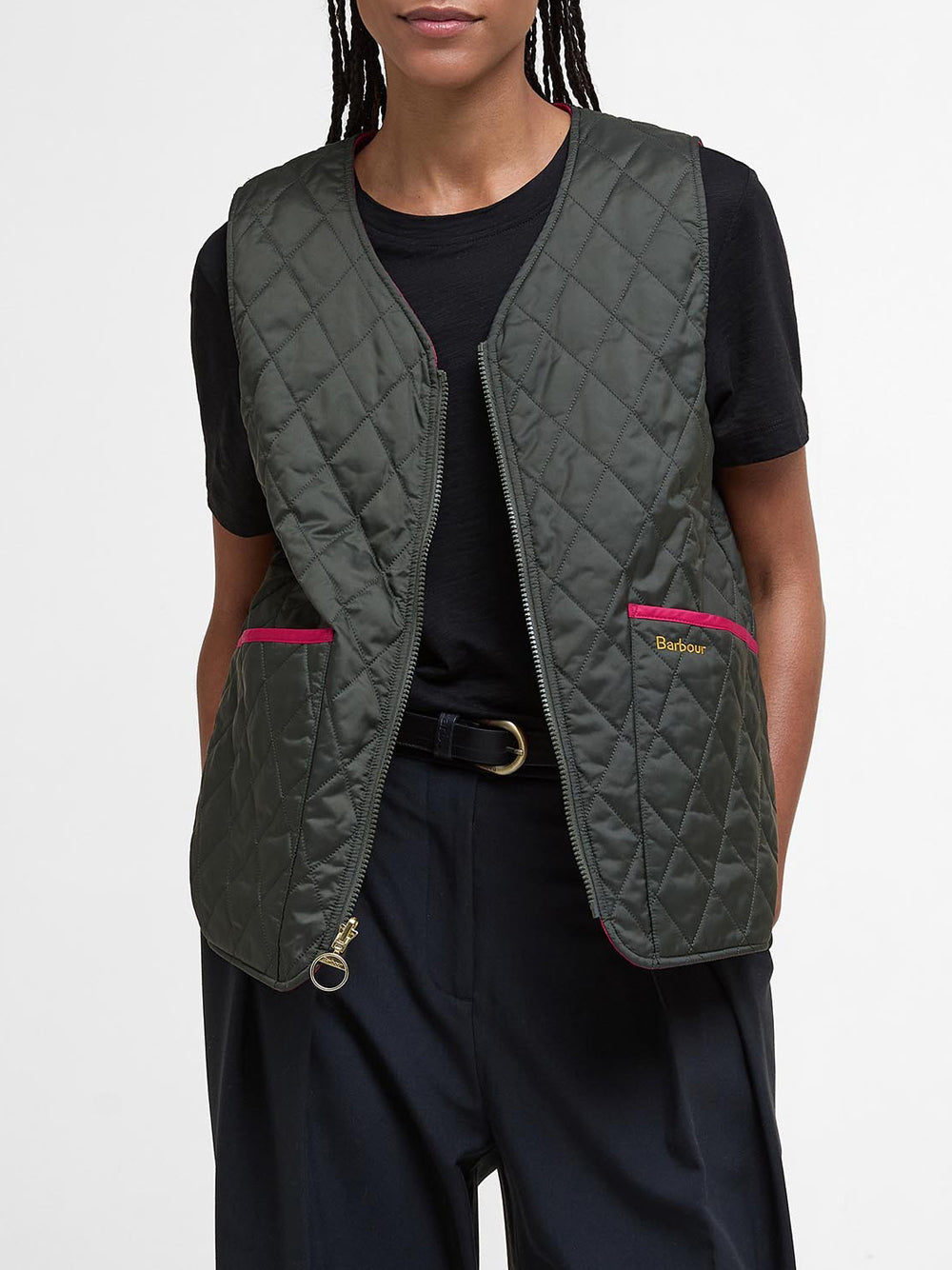 Smanicato Barbour Reversible Liner da Donna - Rosso Verde