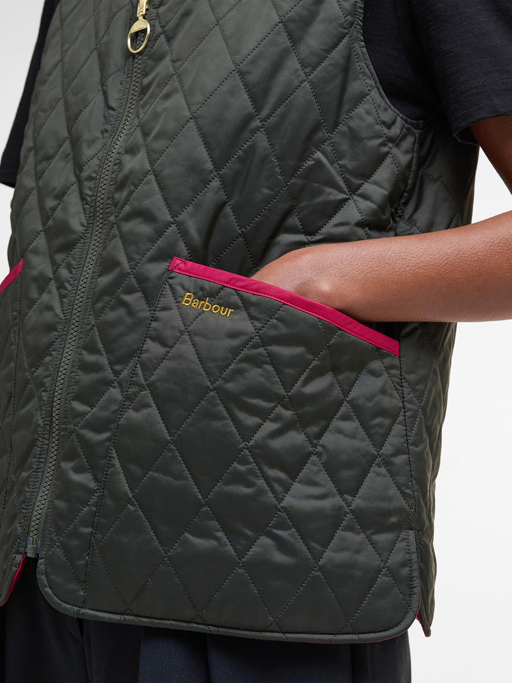 Smanicato Barbour Reversible Liner da Donna - Rosso Verde