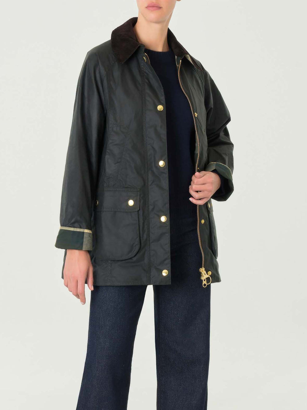 Giaccone Barbour Modern Beadnell Wax da Donna - Verde