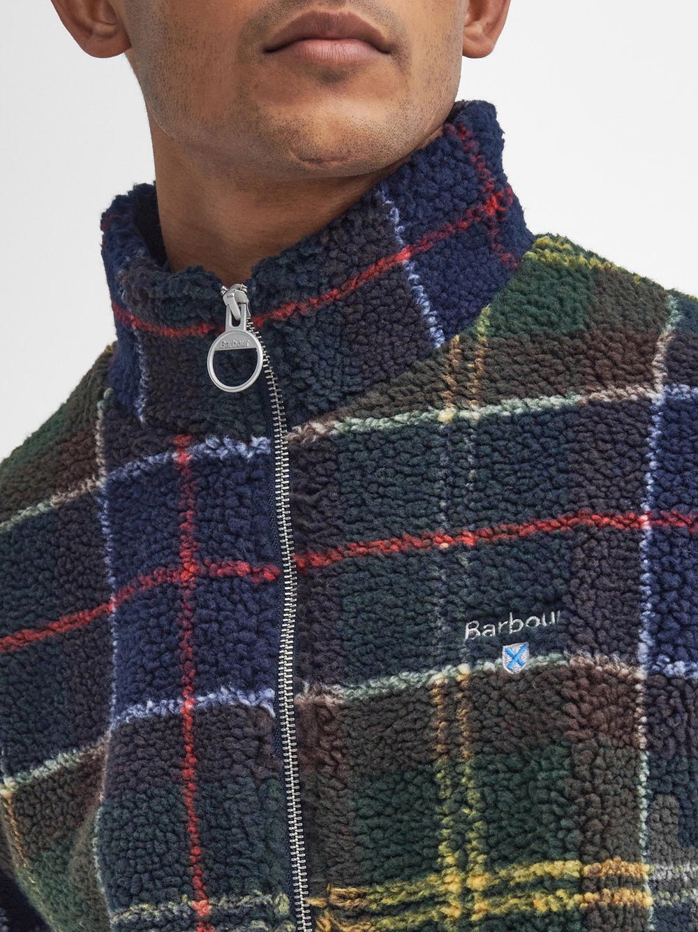 Felpa Zip Barbour Tartan Fleece da Uomo - Verde