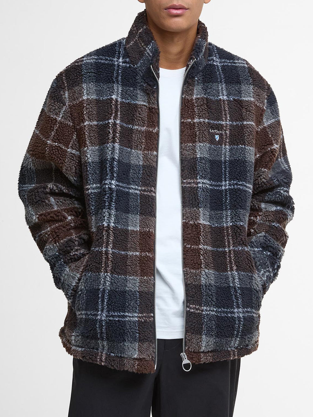 Felpa Zip Barbour Tartan Fleece da Uomo - Blu
