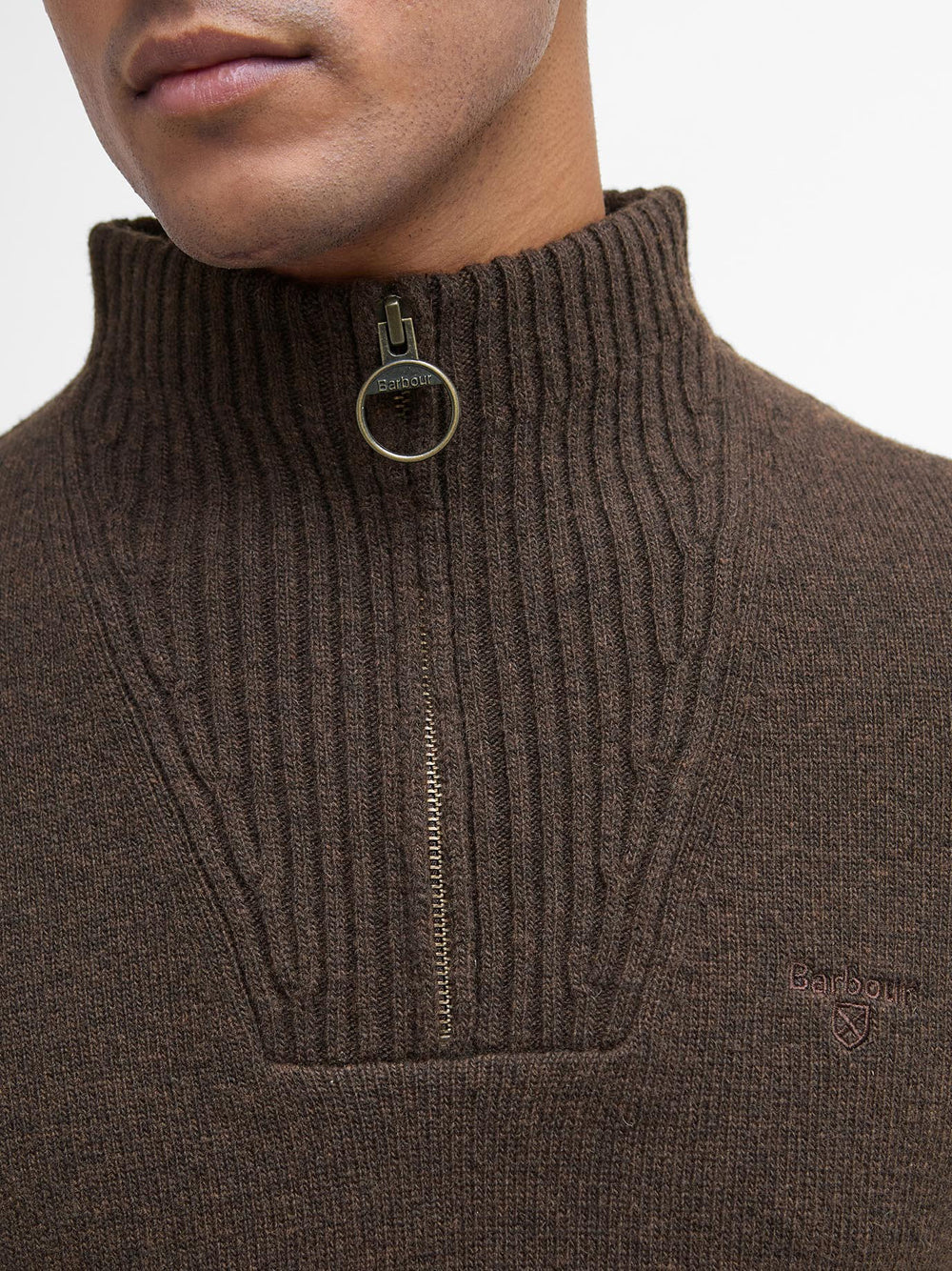 Pullover Barbour Essential Half Zip da Uomo - Marrone