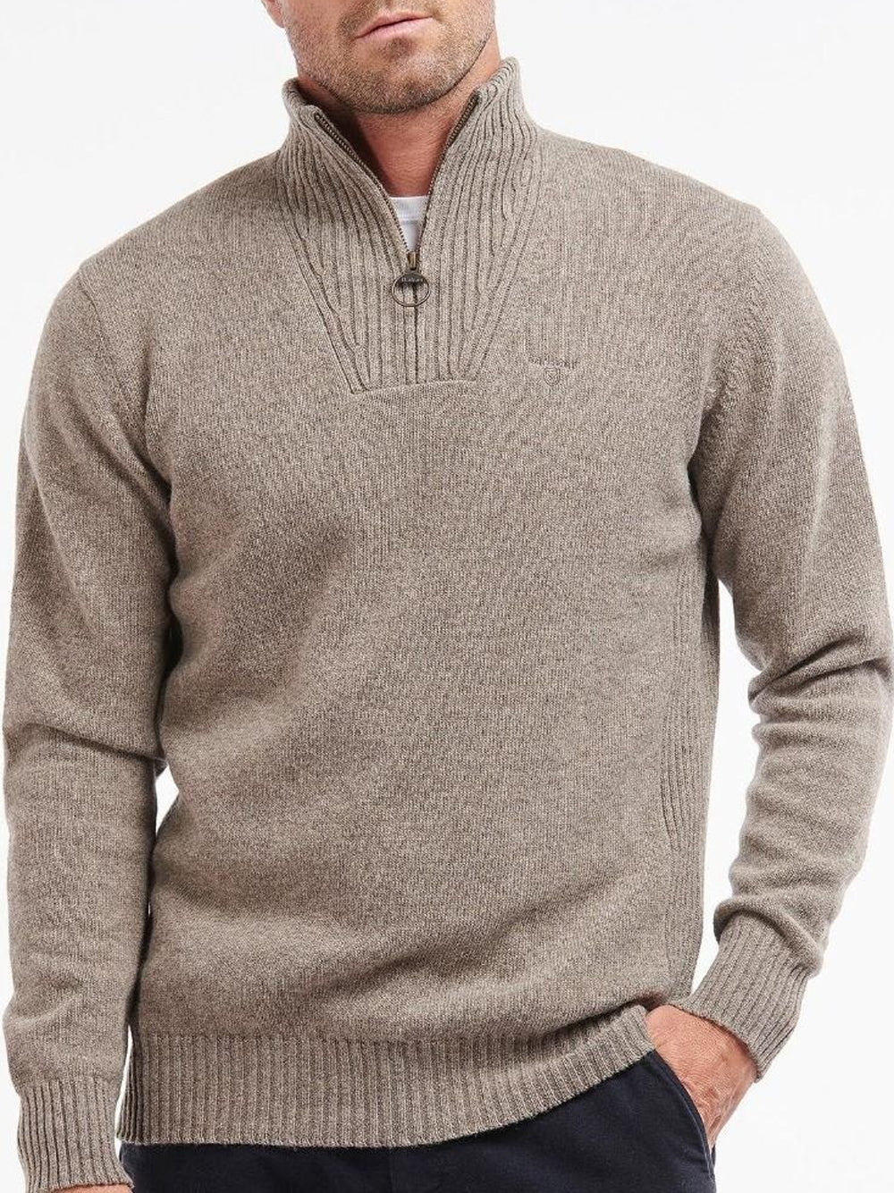 Pullover Barbour Essential Half Zip da Uomo - Avorio