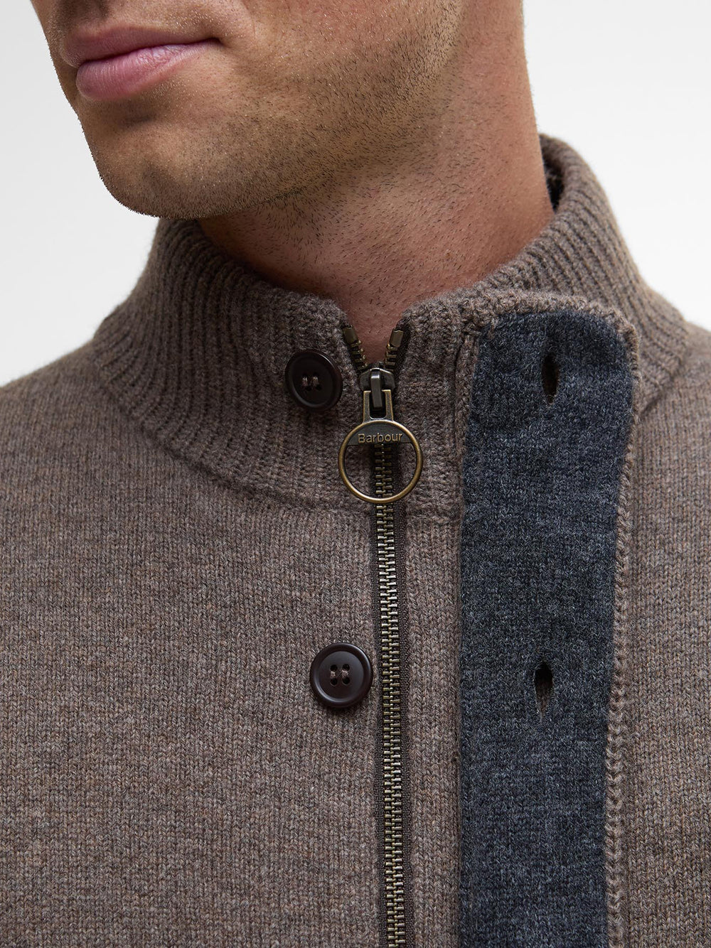 Cardigan Barbour Essential Patch da Uomo - Marrone