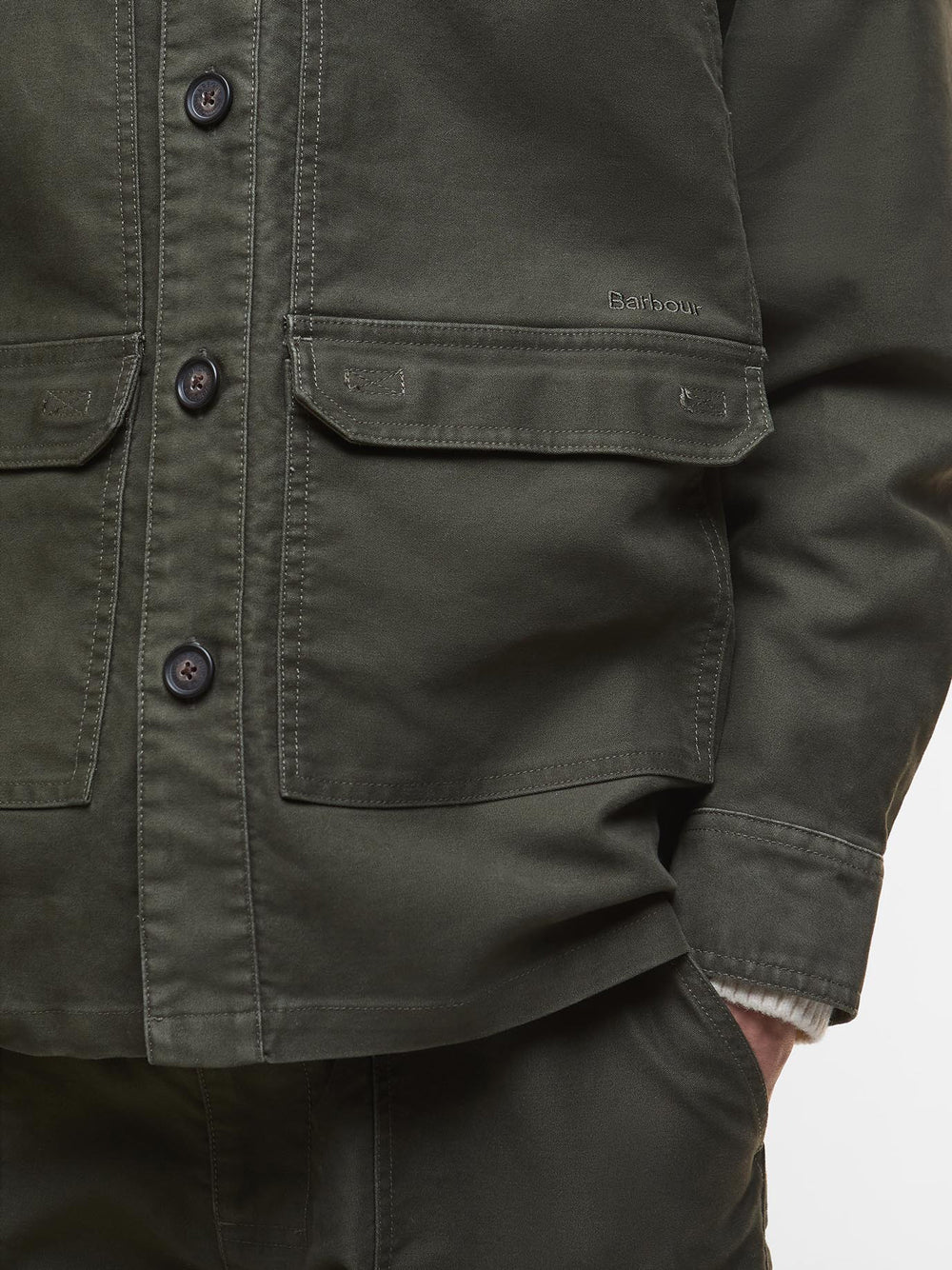 Giubbino Barbour Newbirch Sateen Overshirt da Uomo - Verde