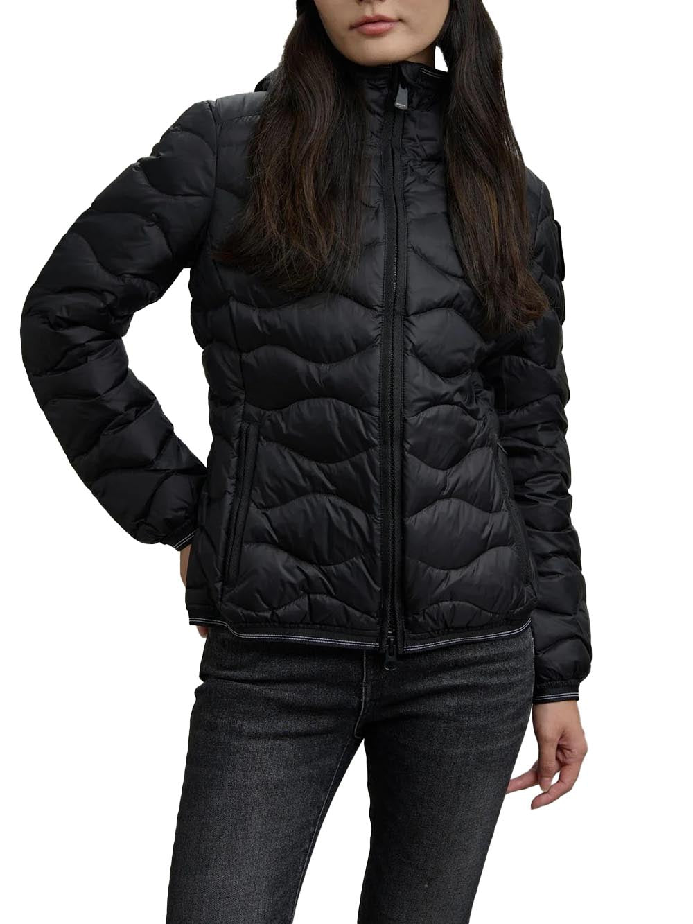 Blauer Giubbino Corto Donna Sfoderato In Nylon Stretch Con Cappuccio - 6