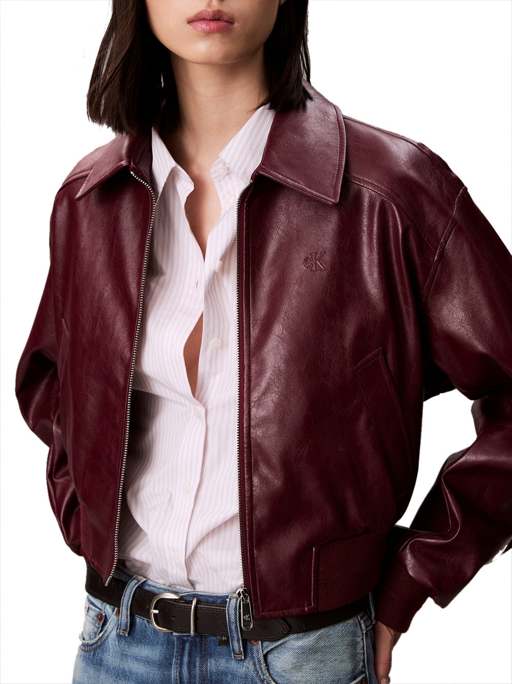 Calvin Klein Calvin Klein Jeans Giubbotto pelle Donna Mod. LV047C518G VLP Bordeau Rosso