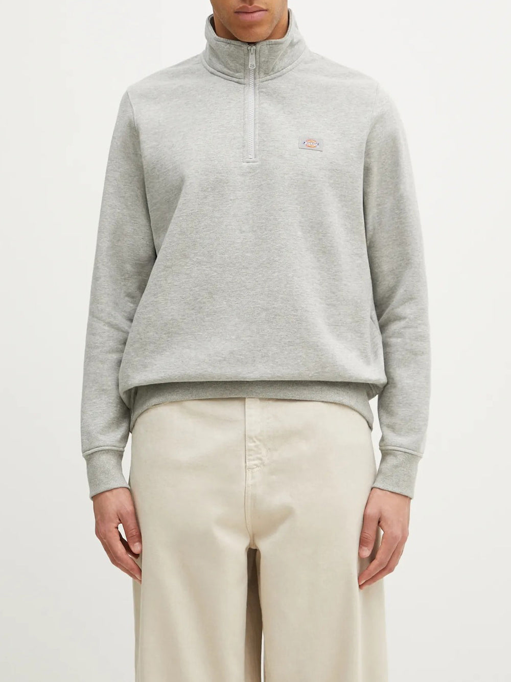 Felpa Zip Dickies Oakport Quarter Zip Heather Gre da Uomo - Grigio