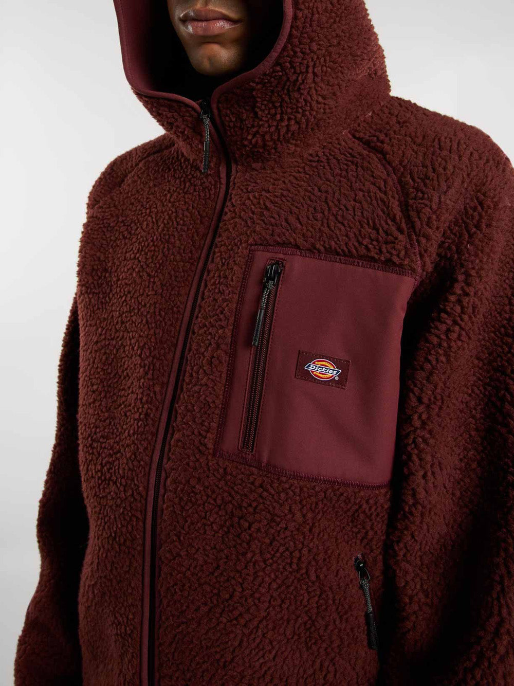 Felpa Zip Dickies Central da Uomo - Bordeaux