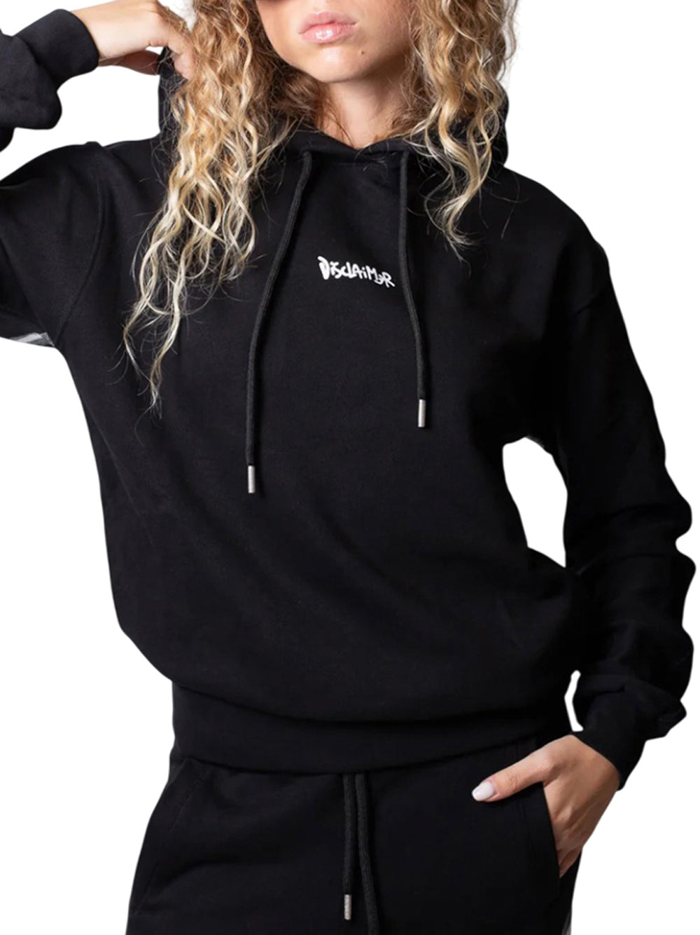 Felpa Cappuccio Disclaimer da Donna - Nero