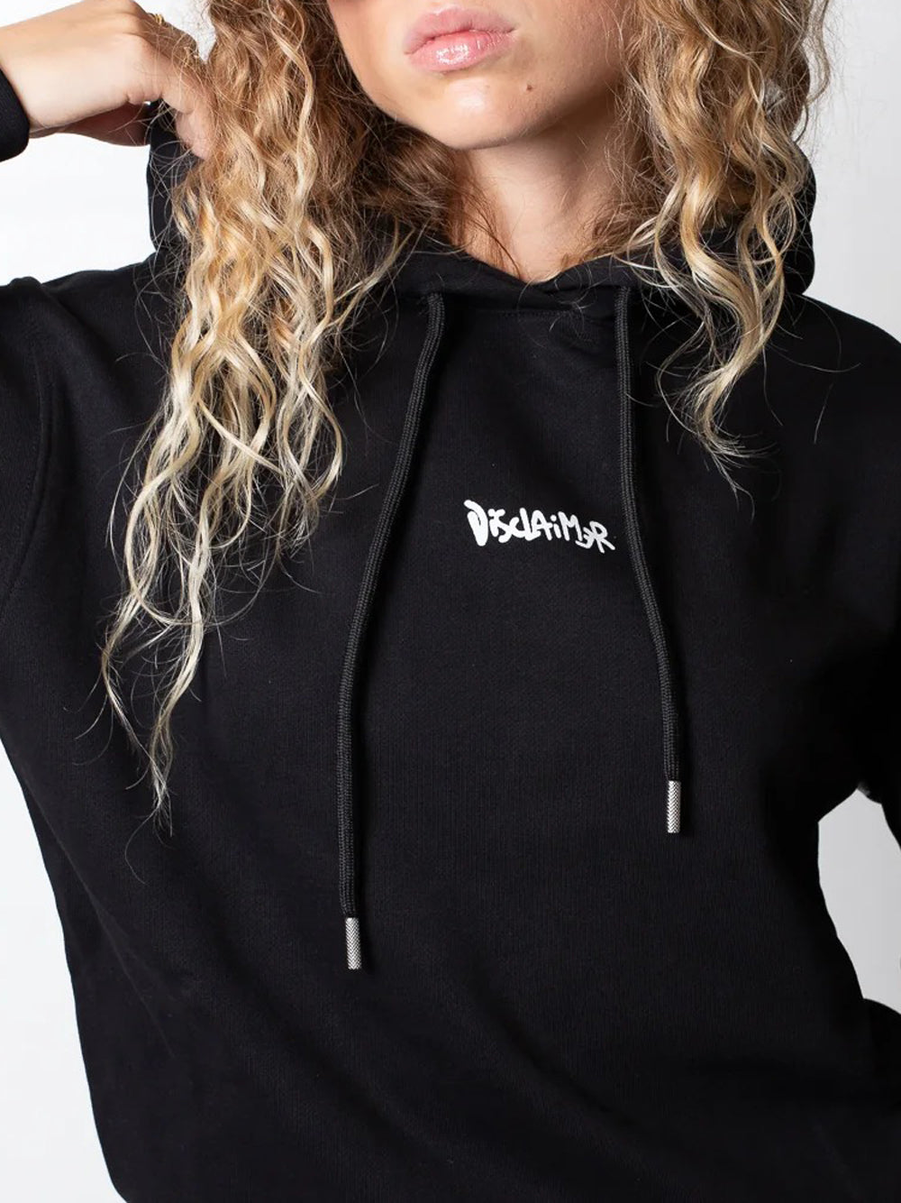 Felpa Cappuccio Disclaimer da Donna - Nero