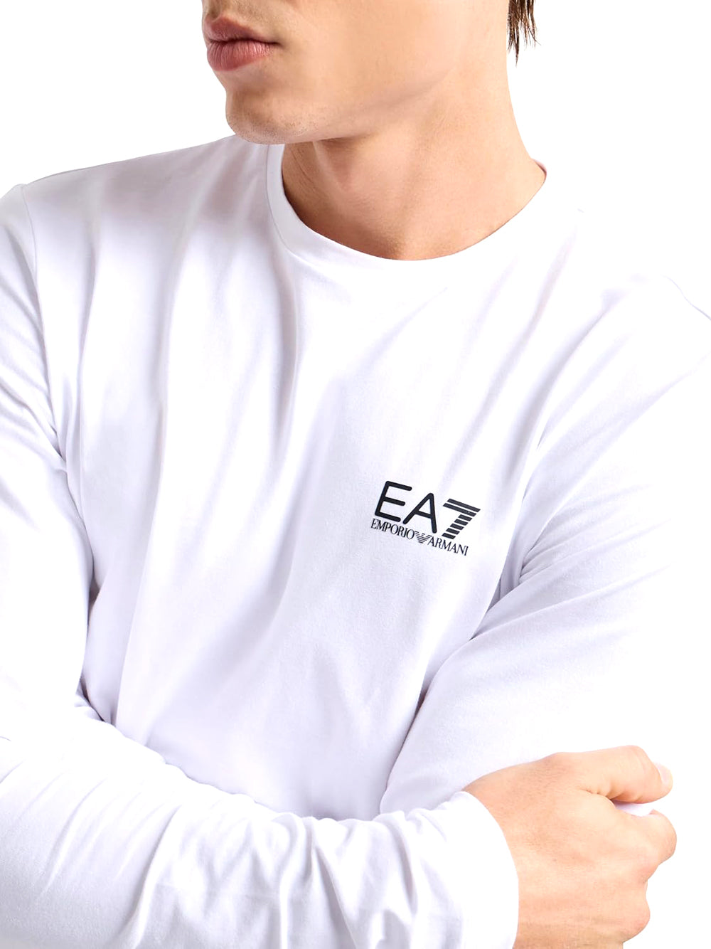 Ea7 Emporio Armani T-shitr Manica Lunga Uomo Mod. 8NPT28 PJVQZ 1100 Bianco