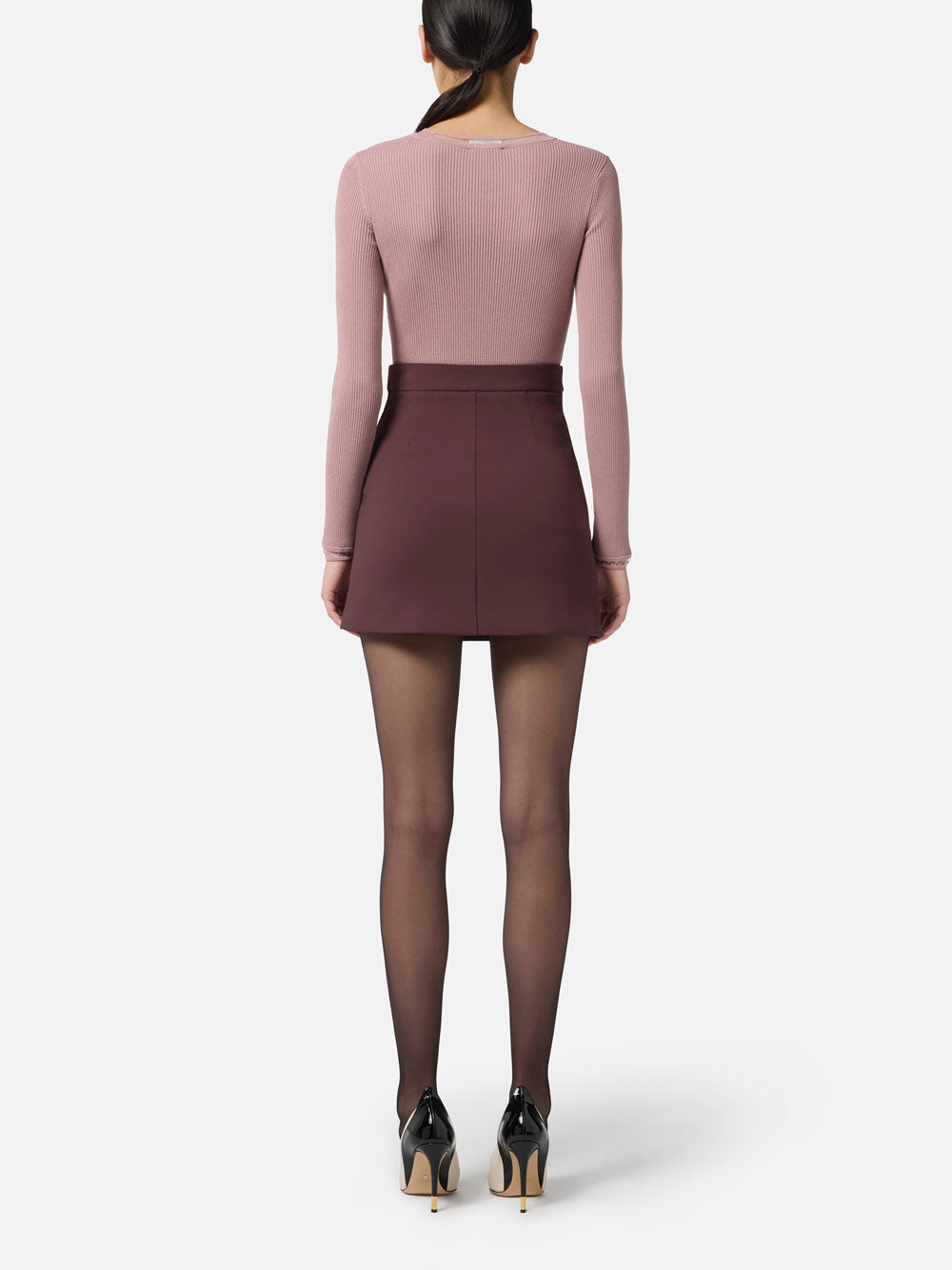 Gonna Mini Elisabetta Franchi da Donna - Merlot Bordeaux