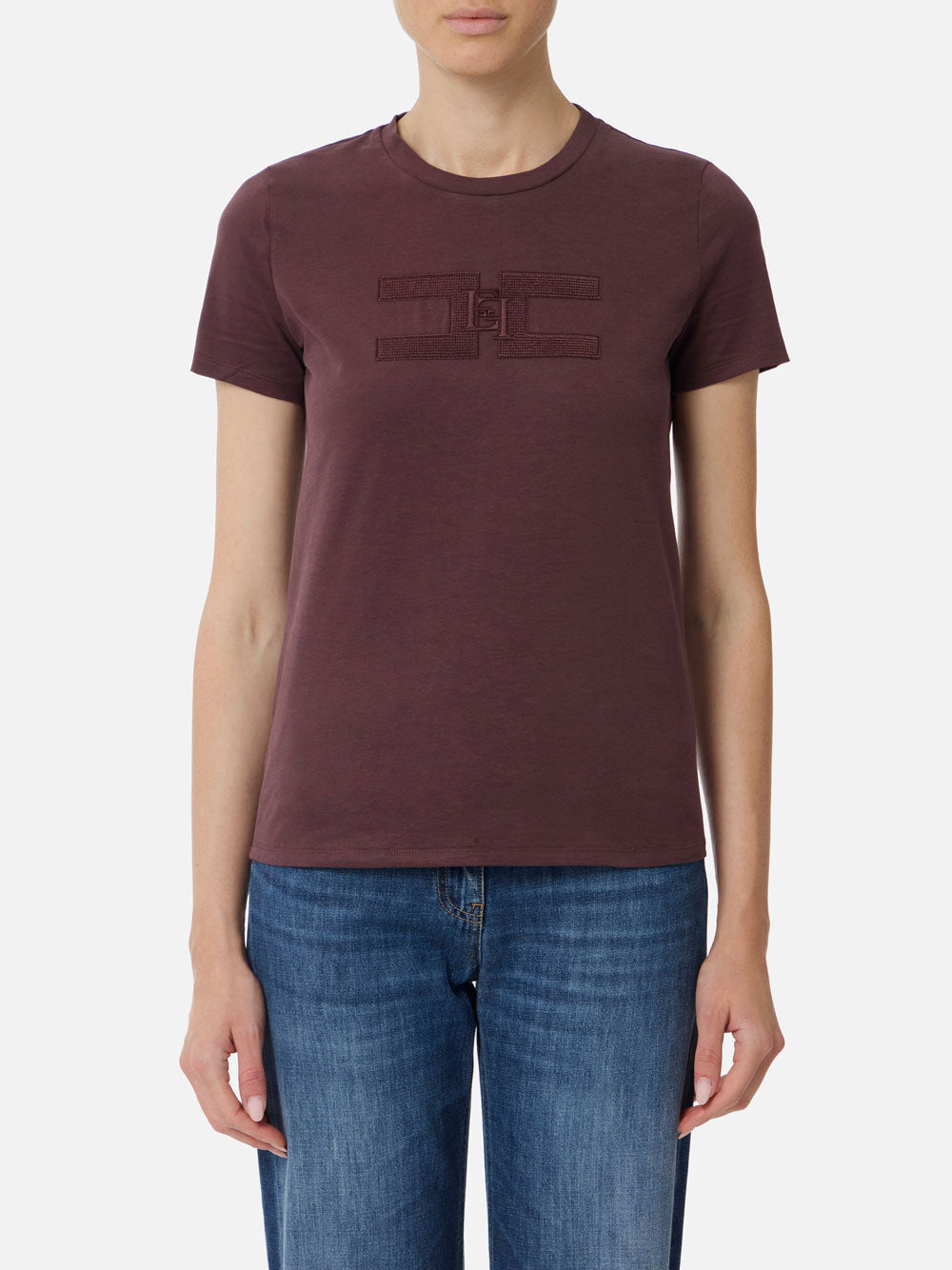 T-shirt Elisabetta Franchi da Donna - Merlot Bordeaux