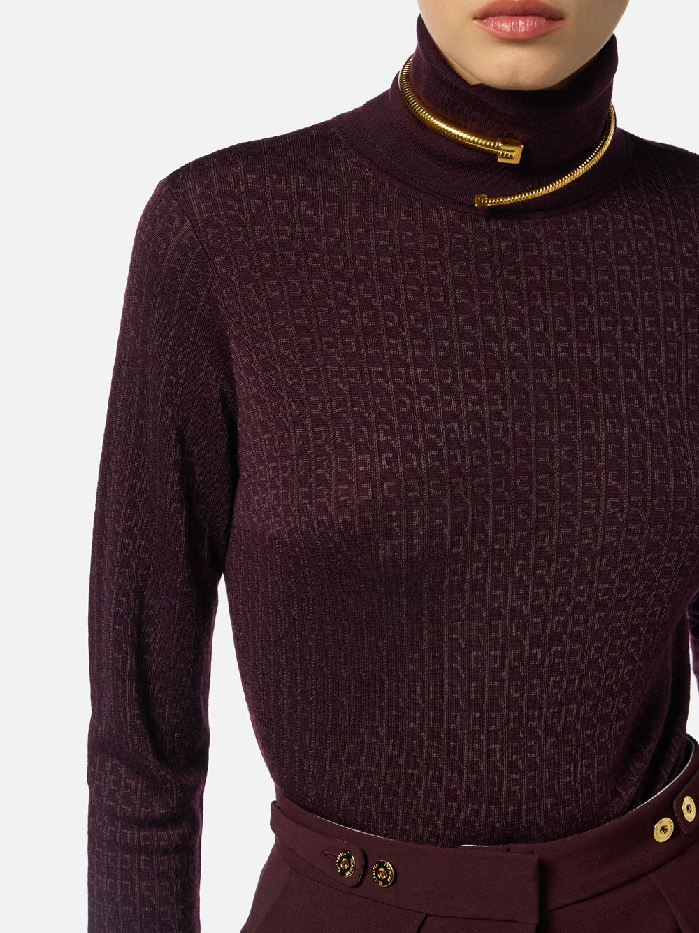 Maglia Collo Alto Elisabetta Franchi da Donna - Merlot Bordeaux