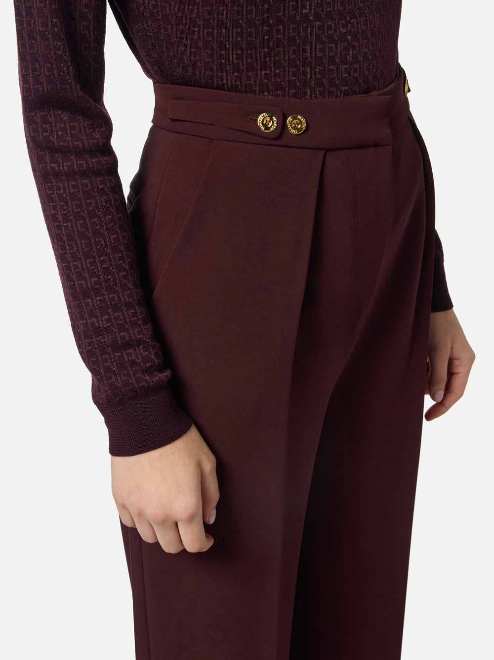 Pantalone Straight Elisabetta Franchi da Donna - Merlot Bordeaux