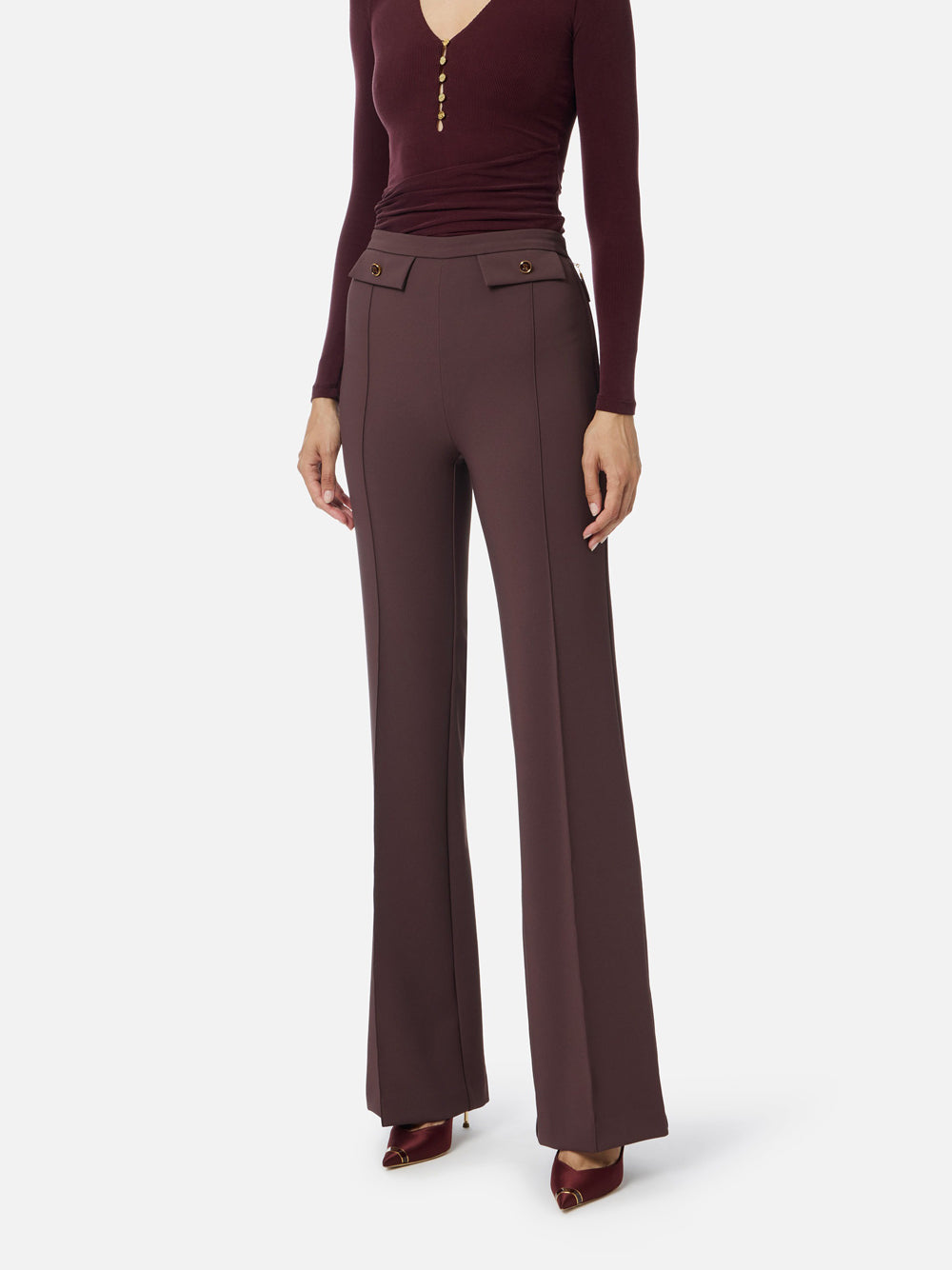 Pantalone Palazzo Elisabetta Franchi da Donna - Merlot Bordeaux