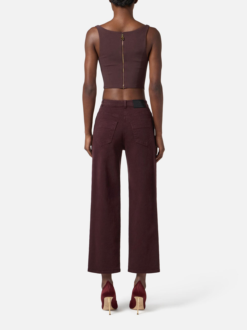 Jeans Boyfriend Elisabetta Franchi da Donna - Merlot Bordeaux