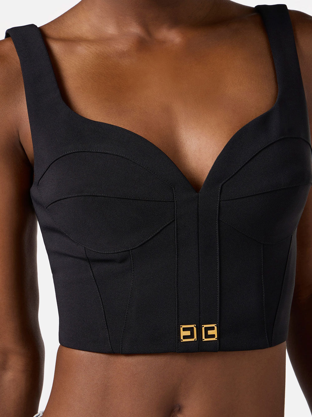 Top Elisabetta Franchi Cropped da Donna - Nero