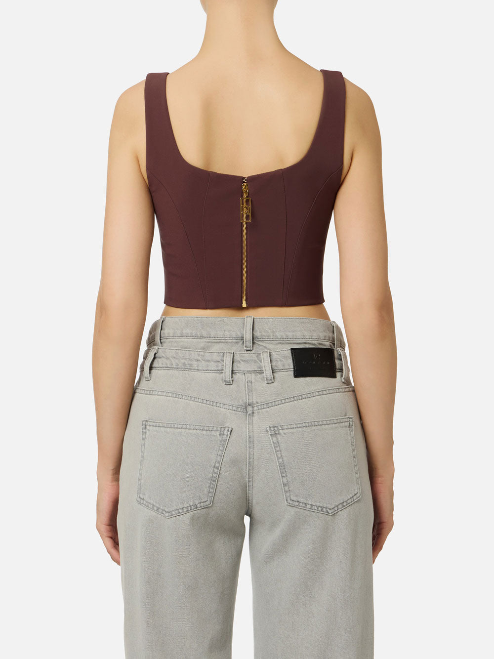 Top Elisabetta Franchi Cropped da Donna - Merlot Bordeaux