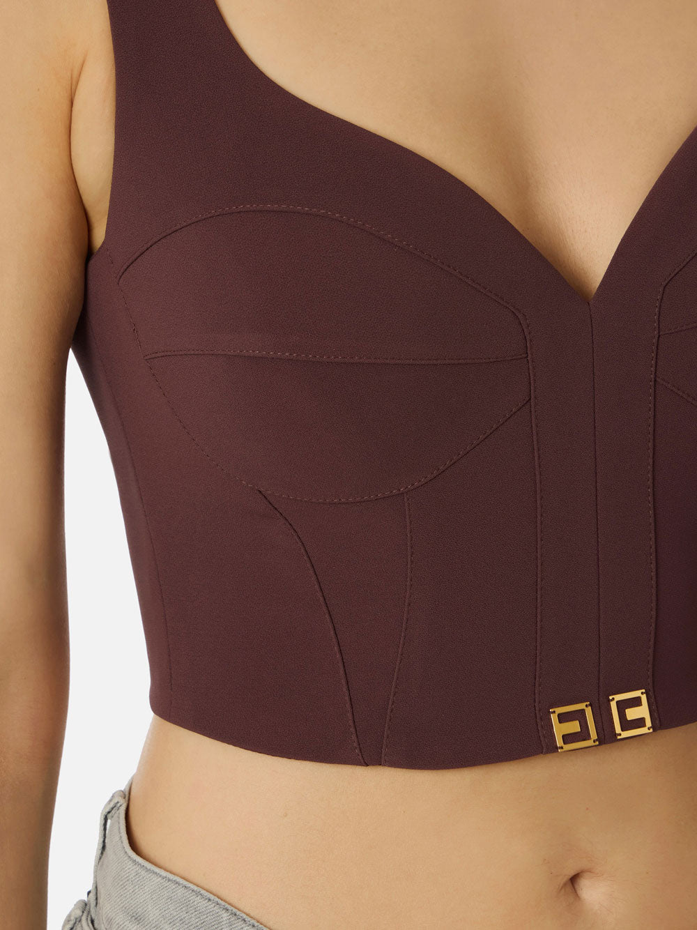 Top Elisabetta Franchi Cropped da Donna - Merlot Bordeaux