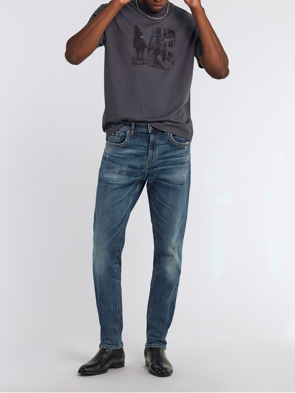 Jeans Tapered Gas Tar da Uomo - Denim