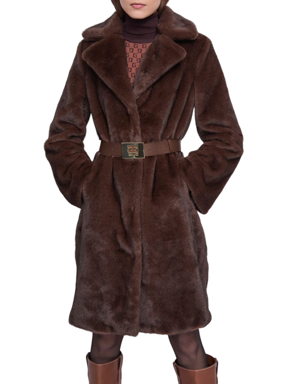 Gaudì Cappotto Gaudi Ecopelliccia da Donna - Marrone