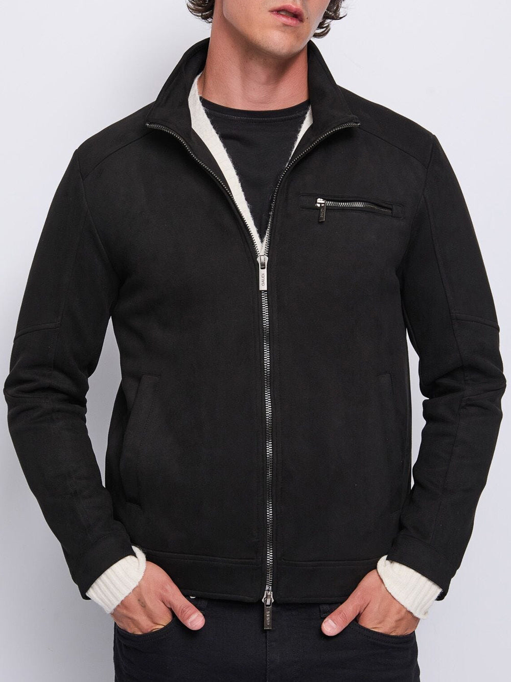 Gaudì Giubbino di Pelle Gaudi Ecologico da Uomo - Nero