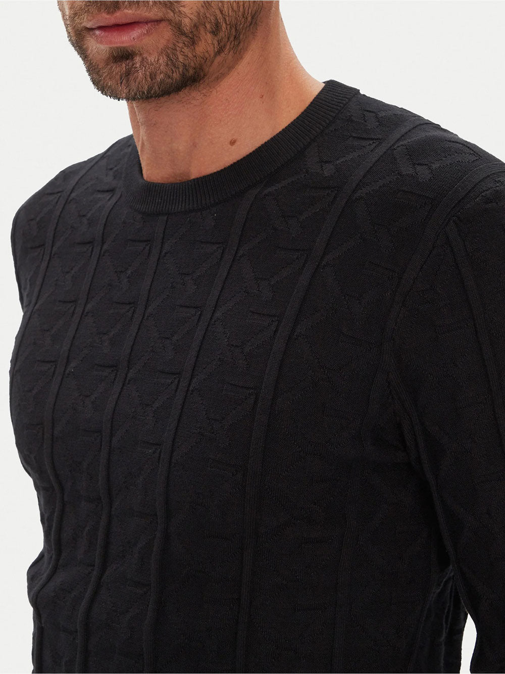 Pullover Guess Heron Monogram da Uomo - Nero