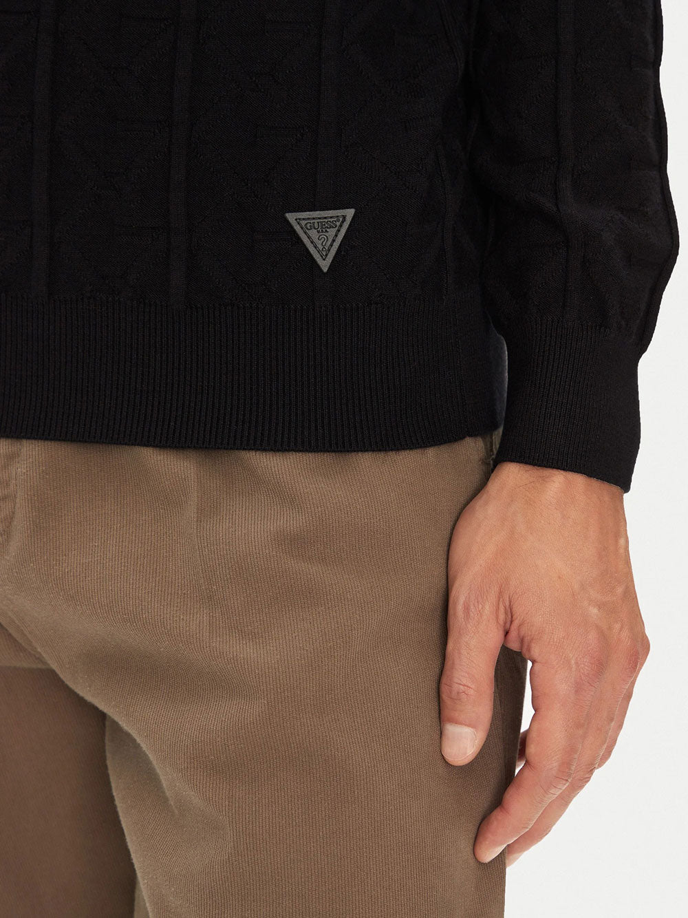 Pullover Guess Heron Monogram da Uomo - Nero