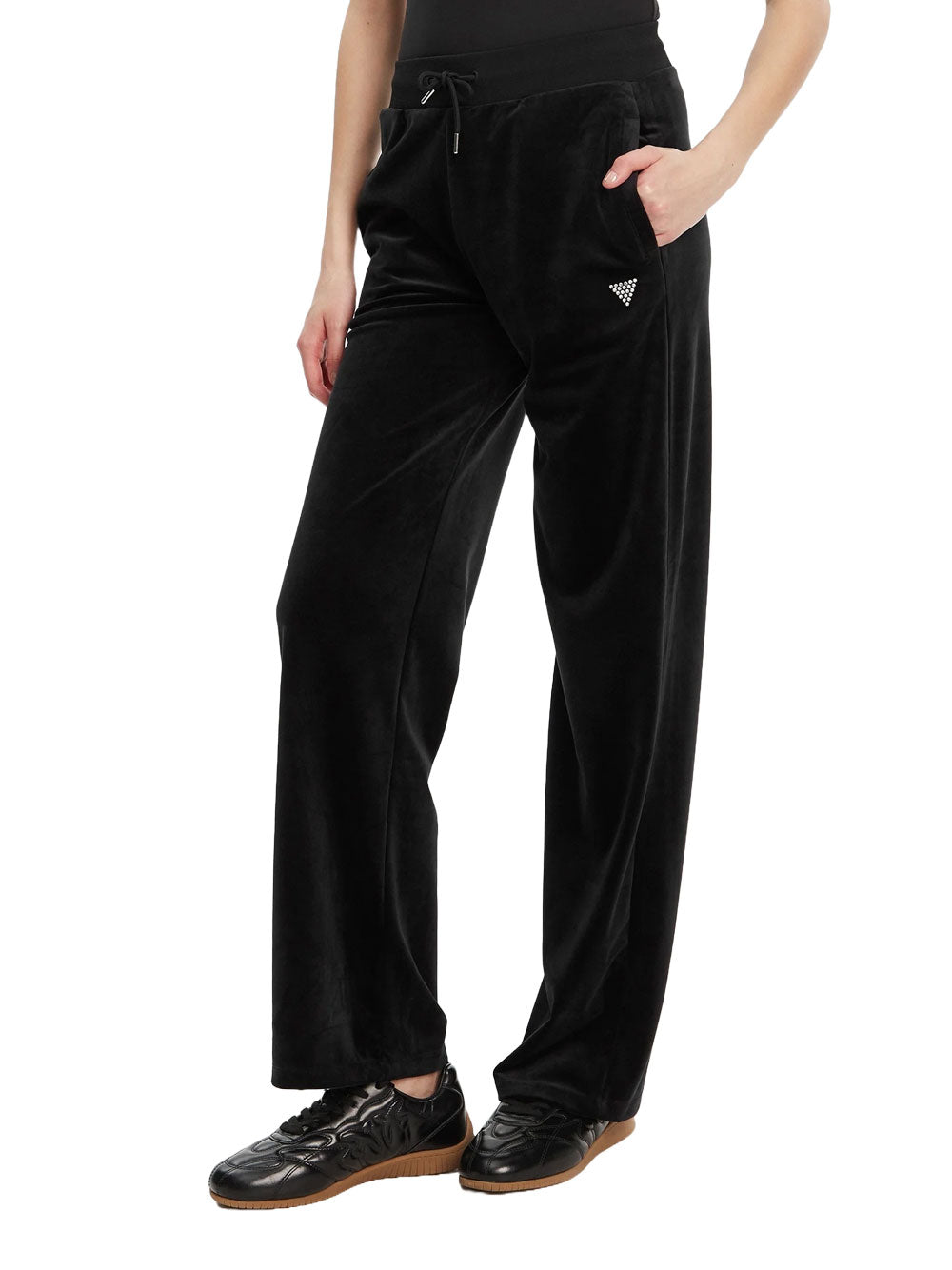 Pantalone Jogger Guess Couture Straight da Donna - Nero