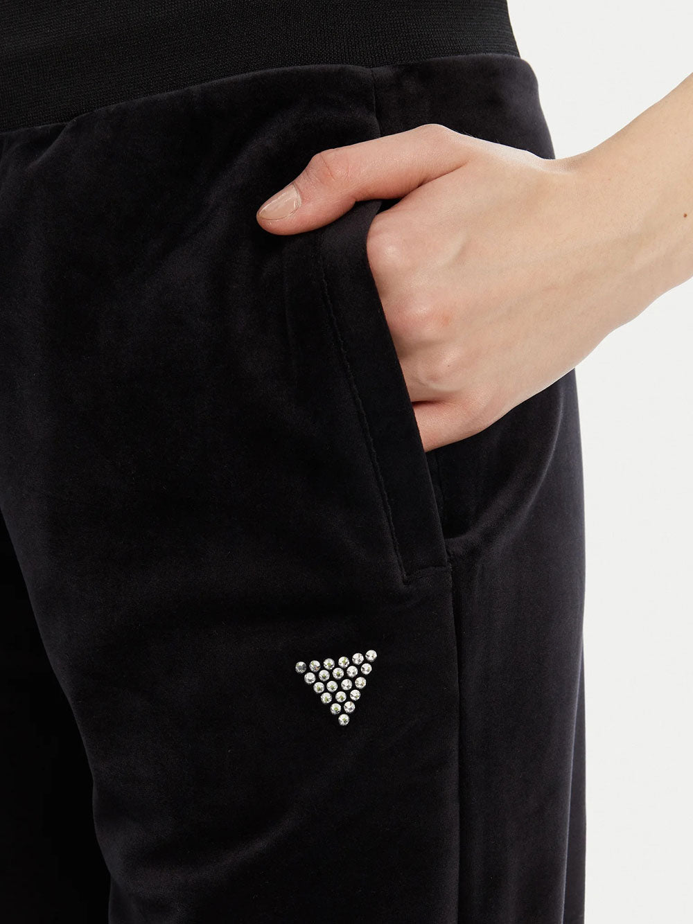 Pantalone Jogger Guess Couture Straight da Donna - Nero