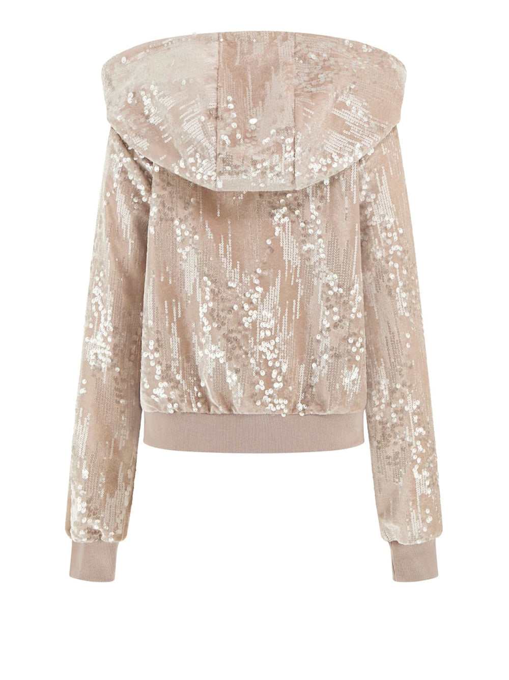 Felpa Zip Guess Sequins da Donna - Beige