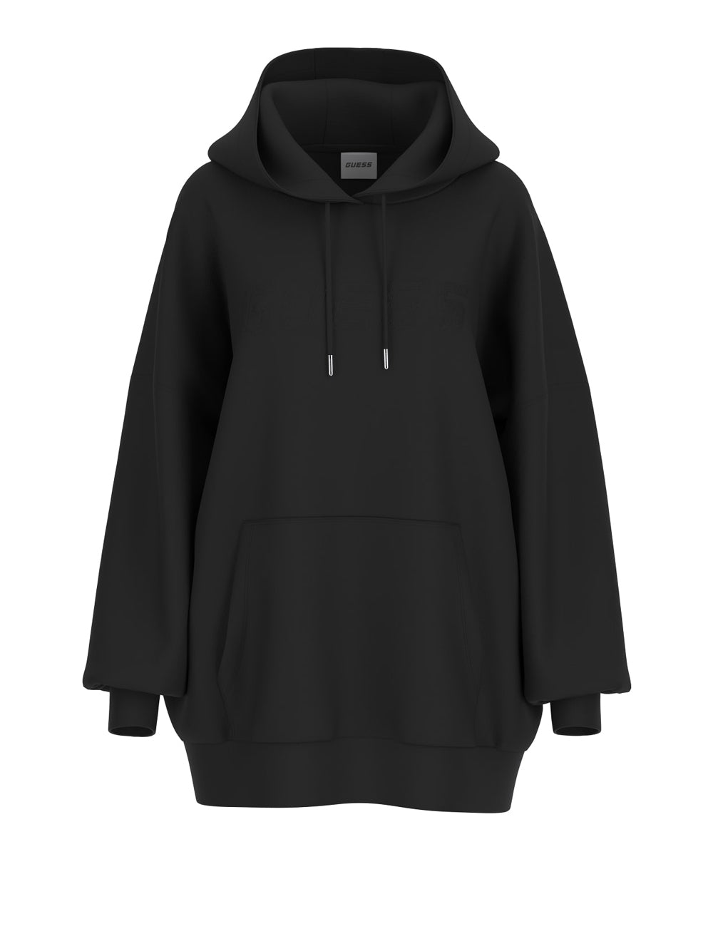 Felpa Cappuccio Guess Aelia Long Maxi da Donna - Nero