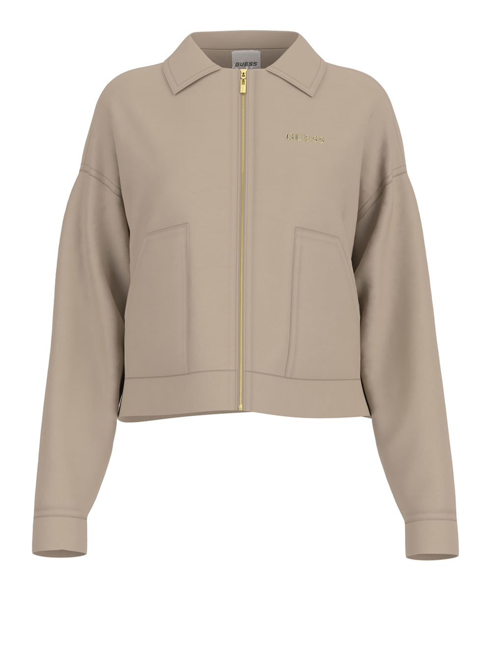 Felpa Zip Guess Carla Crop da Donna - Avorio