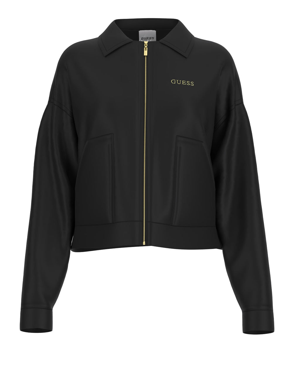 Felpa Zip Guess Carla Crop da Donna - Nero