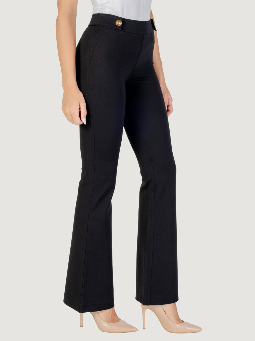 Pantalone Zampa Guess Maelice Buttons da Donna - Nero