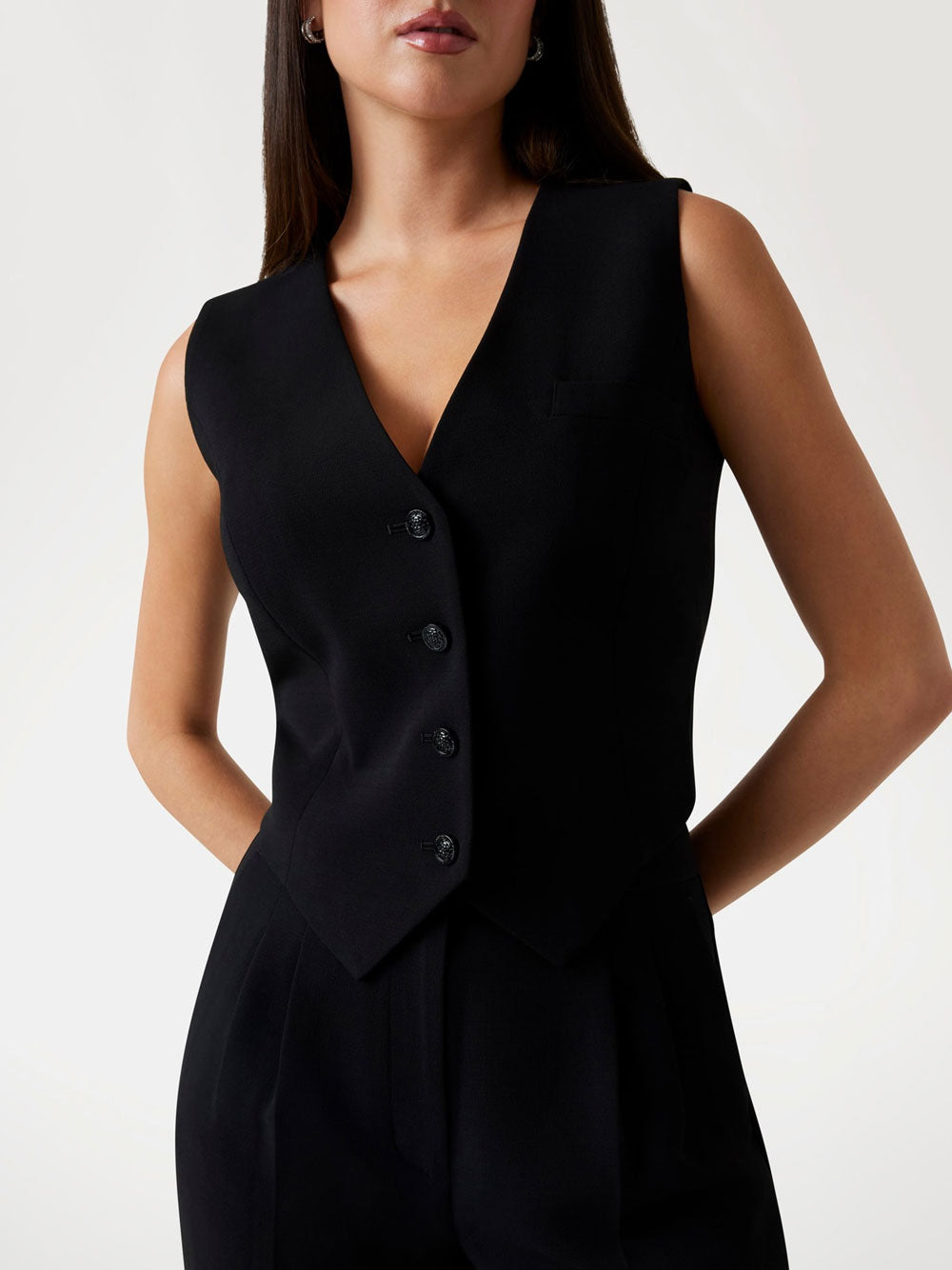 Gilet Guess Theoline Perfect da Donna - Nero