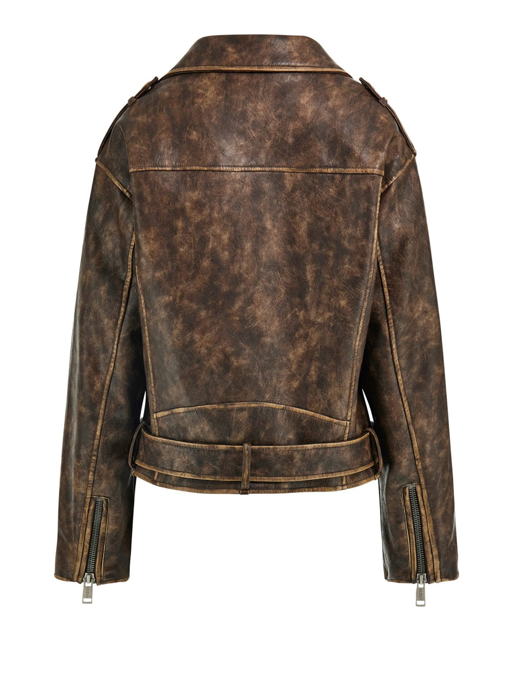 Giubbino di Pelle Guess Charlene Oversize da Donna - Marrone