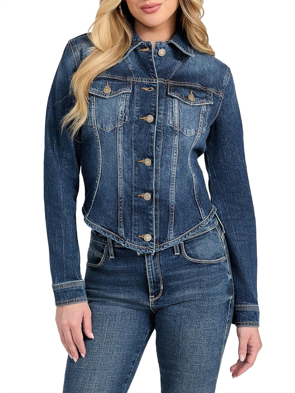 Guess Giubbotto corto Donna Mod. W5YN49 D5QP4 TGLG Denim Blu