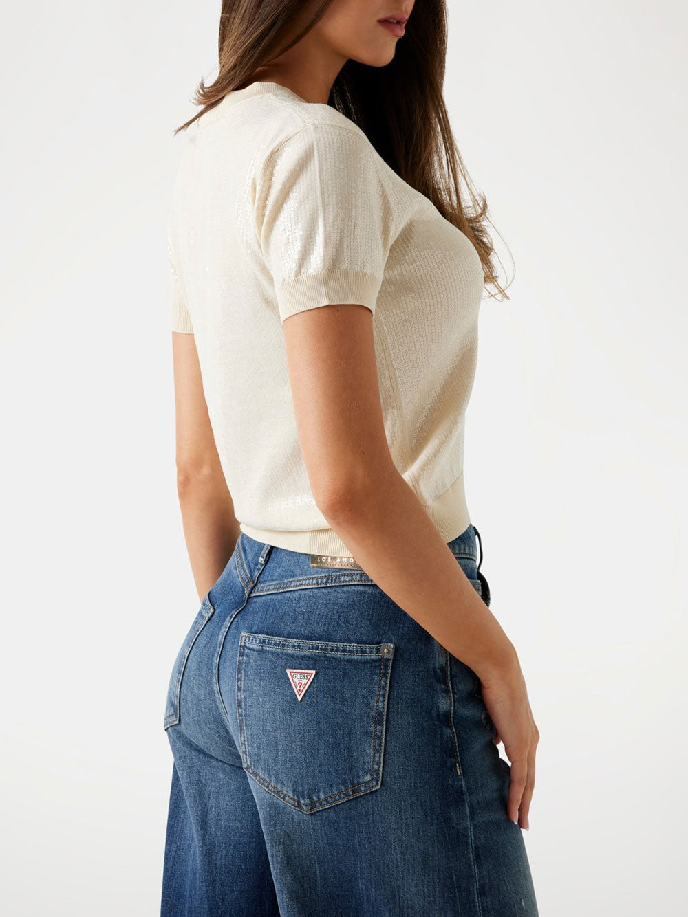 Maglia Guess Juniper Sequins da Donna - Avorio