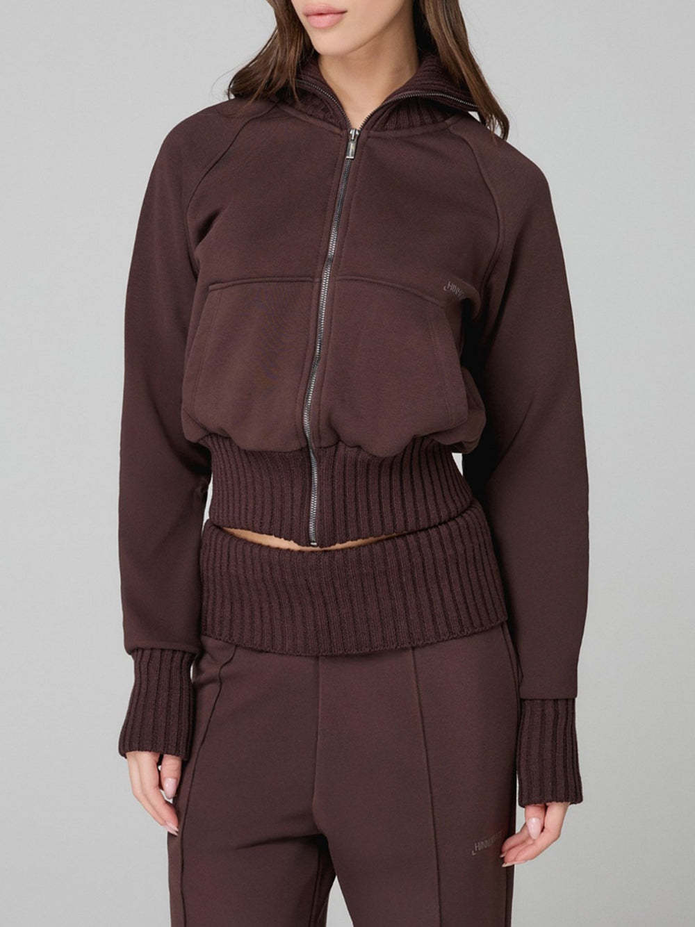 Felpa Zip Hinnominate da Donna - Marrone