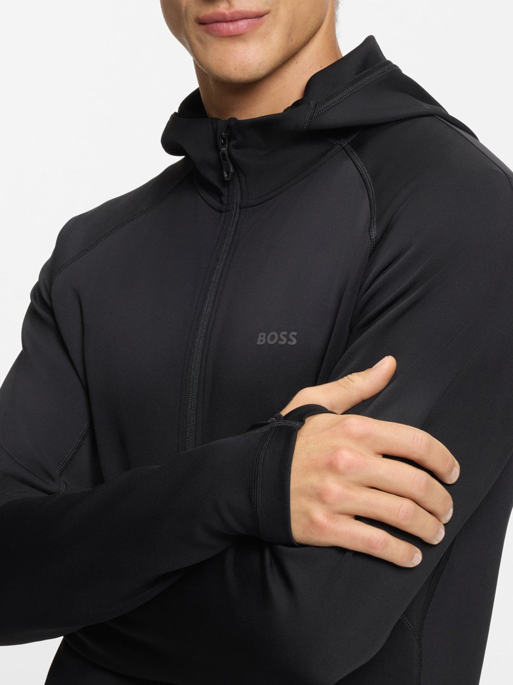 Felpa Zip Hugo Boss Sicon Active da Uomo - Nero