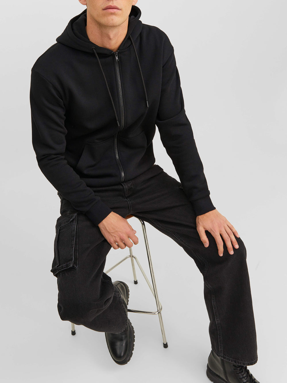 Felpa Zip Jack e Jones da Uomo - Nero