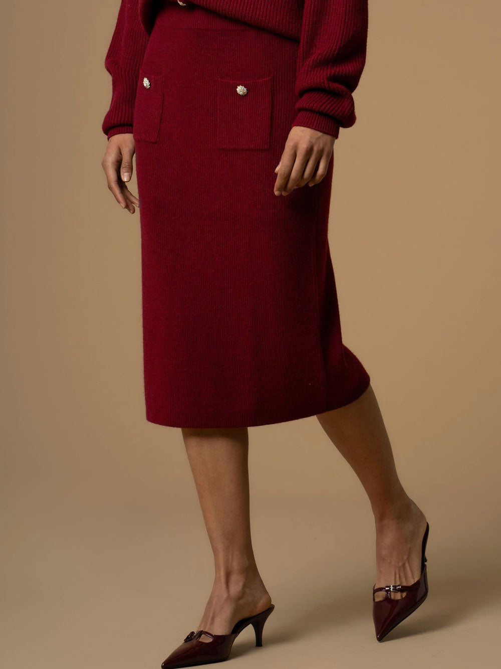 Gonna Longuette Kocca Bactra da Donna - Bordeaux