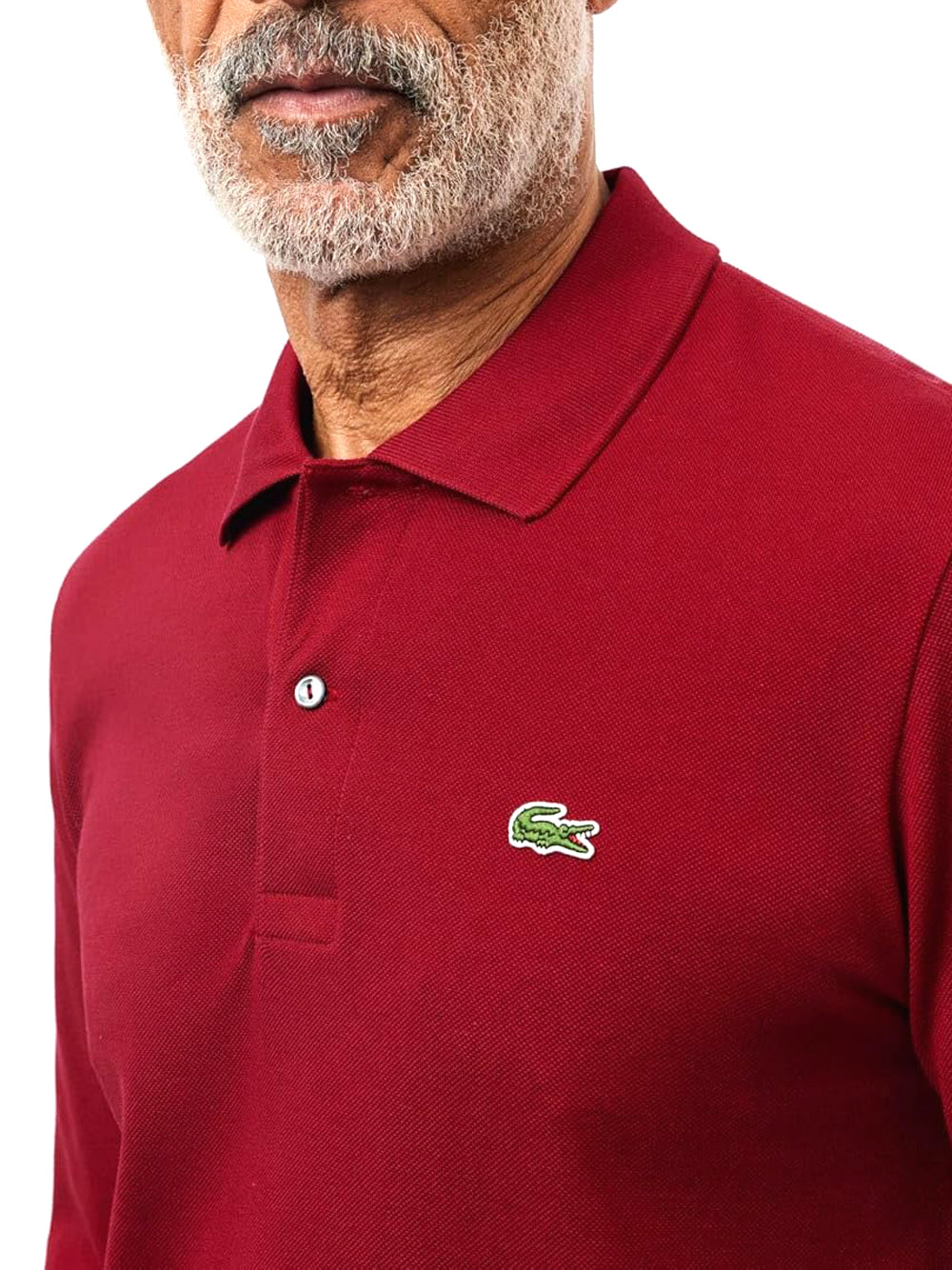 Lacoste Polo Manica Lunga Uomo Mod. L1312 476 Bordeau Rosso