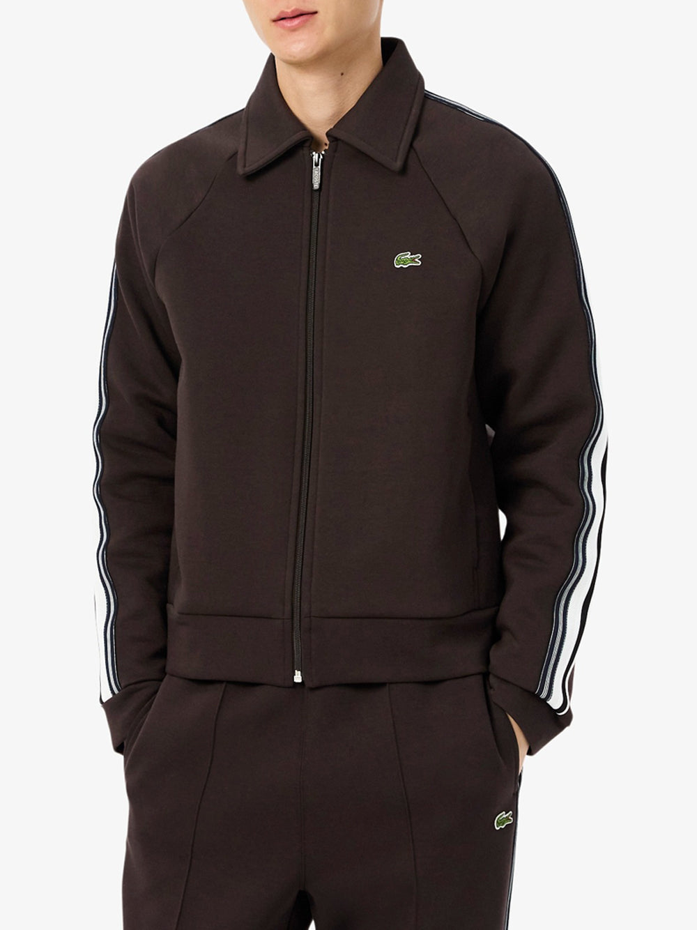 Felpa Zip Lacoste da Uomo - Marrone