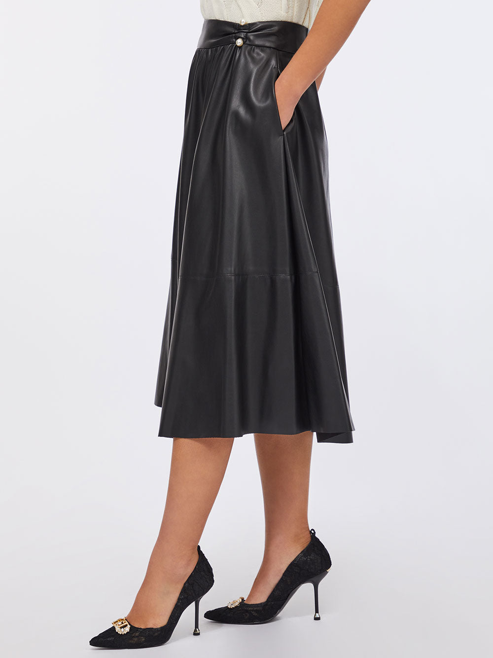 Gonna Longuette Liu Jo Ecopelle da Donna - Nero