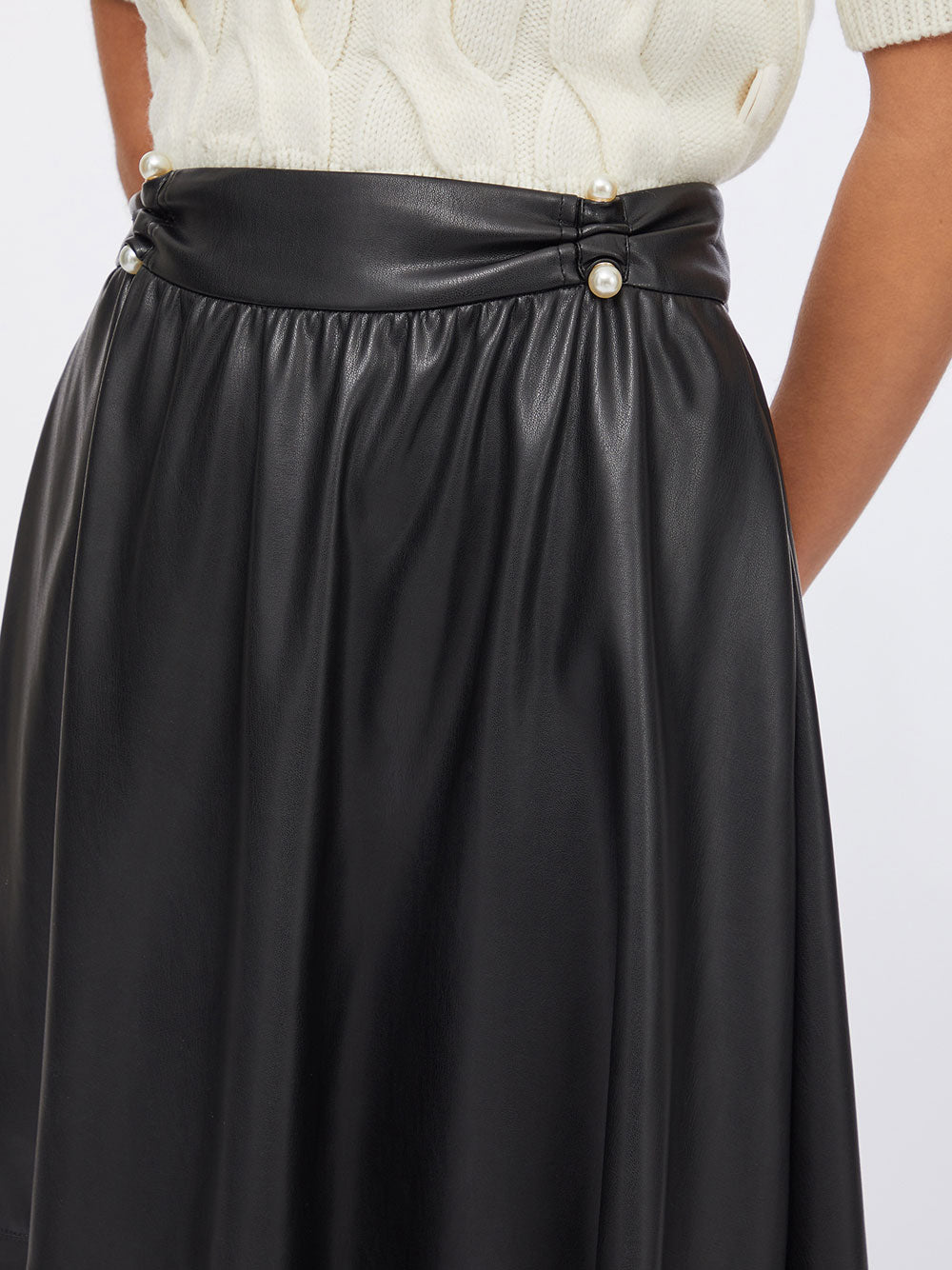 Gonna Longuette Liu Jo Ecopelle da Donna - Nero