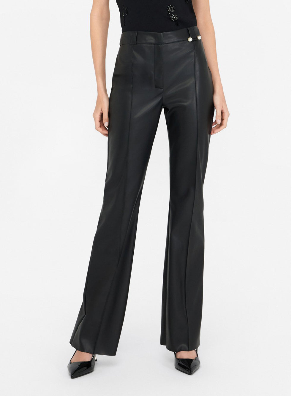 Pantalone Zampa Liu Jo Ecopelle da Donna - Nero